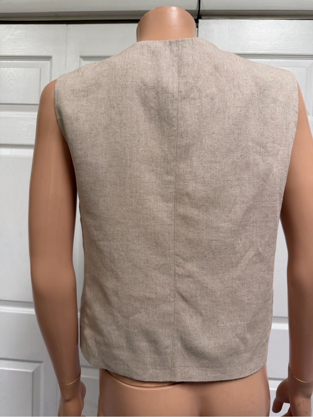 Zara Beige Buttoned Vest Women’s Size Small Linen Blend - Picture 15 of 16